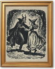 Witch Dancing with the Devil Wall Art Print Gothic Halloween Home Decor Antique picture