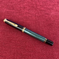 Pelikan Souveran M600 Green Stripe Fountain Pen 14C 585 Gold M Nib Untested AsIs picture