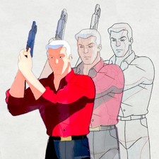 RARE MATCHING Production Animation CEL & SKETCH | 90's Jonny Quest / Race Bannon picture