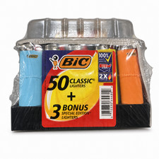 BIC Classic Maxi Pocket Lighters Bulk 50 Pack + 3 Bonus Assorted Colors Tray picture