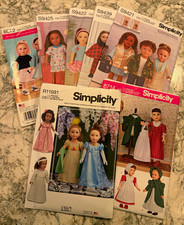 Simplicity 18in Doll Clothes Pattern Lot S9421 S9422 S9425 S9439 8072 R11681 871 picture