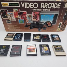 Sears Tele-Games Video Arcade Atari 2600 Box w/ 10 Game Cartridges picture
