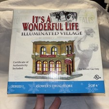 Enesco Gower's Drug Store It's a Wonderful Life Illuminated Village NIB picture