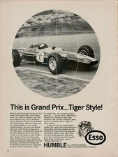 1967 ESSO Grand Prix Circuit Monaco Jimmy Clark Jack Brabham Vintage Print Ad picture