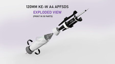 3d printed 120mm KE-W A4 APFSDS Abrams USA Ammunition Replica Cosplay picture