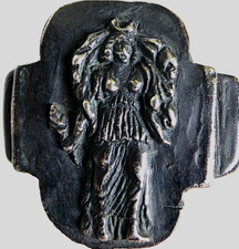 300 BC Ancient Greek Silver Ring Selene the goddess and personification of Moon picture