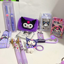 MINISO Sanrio Kuromi Stationery Set w/ Assorted Accessories, Purple/Black picture