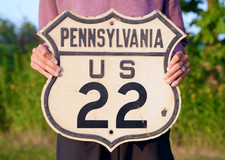 Pennsylvania Shield Sign ROUTE 22 Highway Badge Antique Vintage 1930s picture