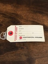 Vintage Unused NOS Continental Airlines 70’s Livery Luggage Tag Baggage picture