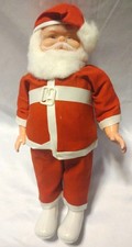 Vintage Santa Claus Standing Rubber Face Made Hong Kong Christmas Arms Move picture