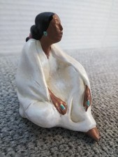 VTG. Nova 5 Native American Woman MINI FIGURE Sitting Hand Painted Signed picture