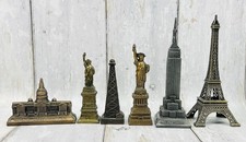 Vintage Cast Metal Landmark Souvenir Lot of 6 Eiffel Tower Statue Liberty USA picture