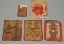 Real 5 Piece Tibet 19th Century Old Antique Buddhist Tsakli Tsaklis Thangka picture