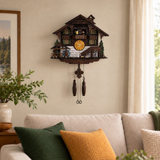 Handcrafted Black Forest Cuckoo Clock Wood Chopper Quartz German Design Musical picture