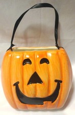 Burton & Burton Ceramic Halloween Jack ‘O’ Lantern  Bag w/Ribbon Handle picture