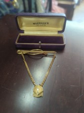 Shell Oil &Gas Co. Award 2 Diamond 10k Gold Tie Clip 1955 picture