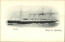 Steamship Columbia - Gruss Aus Hamburg c1900 Postcard picture