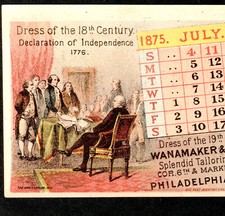 RARE = July 4th Declaration of Independence 1875 Wanamaker Phila RM Trade Card picture