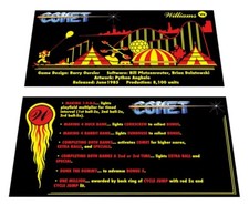 Williams Comet Pinball Custom Apron Instruction Cards picture