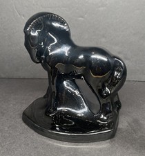 Art Deco Frankoma Black Trojan Horse Art Pottery Bookend Gloss Finish picture