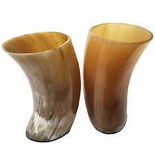 Viking Drinking Horn Mug Ale Beer Wine Ceremonial Medieval Drinkware Set of 2 picture