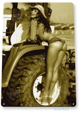 TIN SIGN Farm Girl Metal Décor Art Pin-up Cowgirl Tractor Shop Garage A795 picture