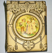 Antique Victorian Embossed Cabinet Card Photograph Album, Color Printed Cover picture
