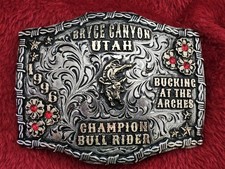 Bull Riding RODEO☆X~TREME☆Bryce Canyon Utah☆1996☆CHAMPION TROPHY BUCKLE☆Rare☆914 picture