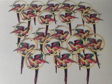Vintage Lot 20 NEW Old Stock Vintage Die-Cut Party Decorations Parrots  Birds picture