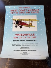 West Coast Antique Fly In & Air Show 1987 Vintage Poster 21x16 Watsonville CA picture