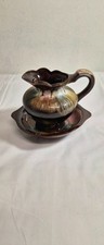 Vintage 6.5 in x 5 in Japanese redware mini pitcher and underplate picture