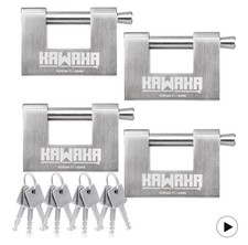 71/80-4PS Stainless Steel D Padlock w/ SS Keys, 3-1/8”, Keyed Alike, 4-Pack picture