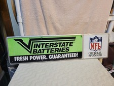 VINTAGE INTERSTATE BATTERIES NFL OFFICIAL SPONSOR SIGN 30 X 8 IN. picture