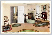 New England Homestead Fireside Postcard picture