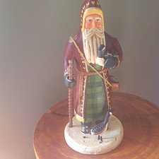 Randy tate Cannon falls 1996 Santa w/ Goose Hand Painted Wood Christmas Figurine picture