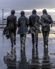 THE BEATLES Statues Pier Head In Liverpool Waterfront 8x10 Photo picture