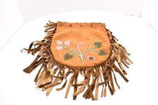 ANTIQUE NATIVE AMERICAN CHEYENNE INDIAN BEADED LEATHER HIDE POUCH MEDICINE BAG. picture