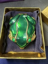 Rare Estee Lauder Green Enamel Leap Frog Compact Box Lucidity Pressed Powder   picture