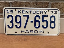 1972 Kentucky license plate - Hardin County 397-658 picture