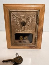 Antique USPS P O Post Office Postal Box Door Bank With Key #66 handcrafted  picture