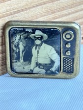 SCARCE 1970's Lone Ranger & Silver Horse Miniature Television Shaped Pin picture