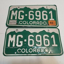 1982 COLORADO License Plate Plates Matching PAIR /  SET MG-6961 70s 80s 90s picture