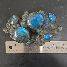 Natural Blue Flash Labradorite Mushroom Cluster Carving 5.5