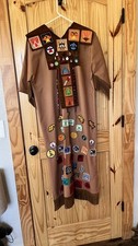 Vtg 70’s Camp Fire Girls Dress Ceremonial Indian Beadwork Patches Pins Costume picture