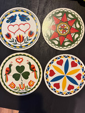 Pennsylvania Dutch Round Hex Sign Plaques Set of 4 Folk Art Decor picture