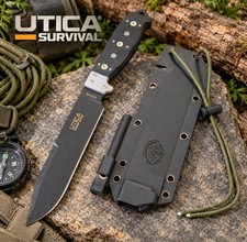 Utica Cutlery UTKB-6 Survival Series Bowie Fixed Blade Black Micarta Made in USA picture