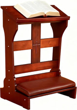 Padded Wood Prayer Bench with Cushion – Kneeler for Home & Church picture