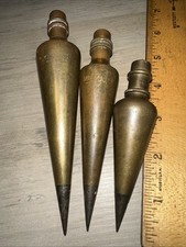 VINTAGE Plumb Bobs GENERAL HARDWARE, Globe & DIETZGEN Brass Lot of 3 picture