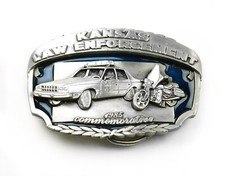 Law Enforcement Belt Buckle Limited Edition Commemorative Kansas, Vintage 1985 picture