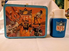 Vintage 1978 NFL NFC/AFC Conference Football Metal Lunch Box with Thermos picture